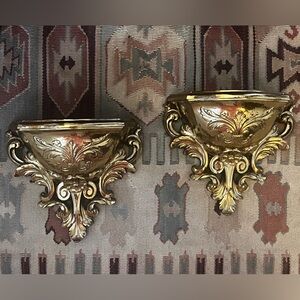 Homco Gold Wall Decor Display Shelves